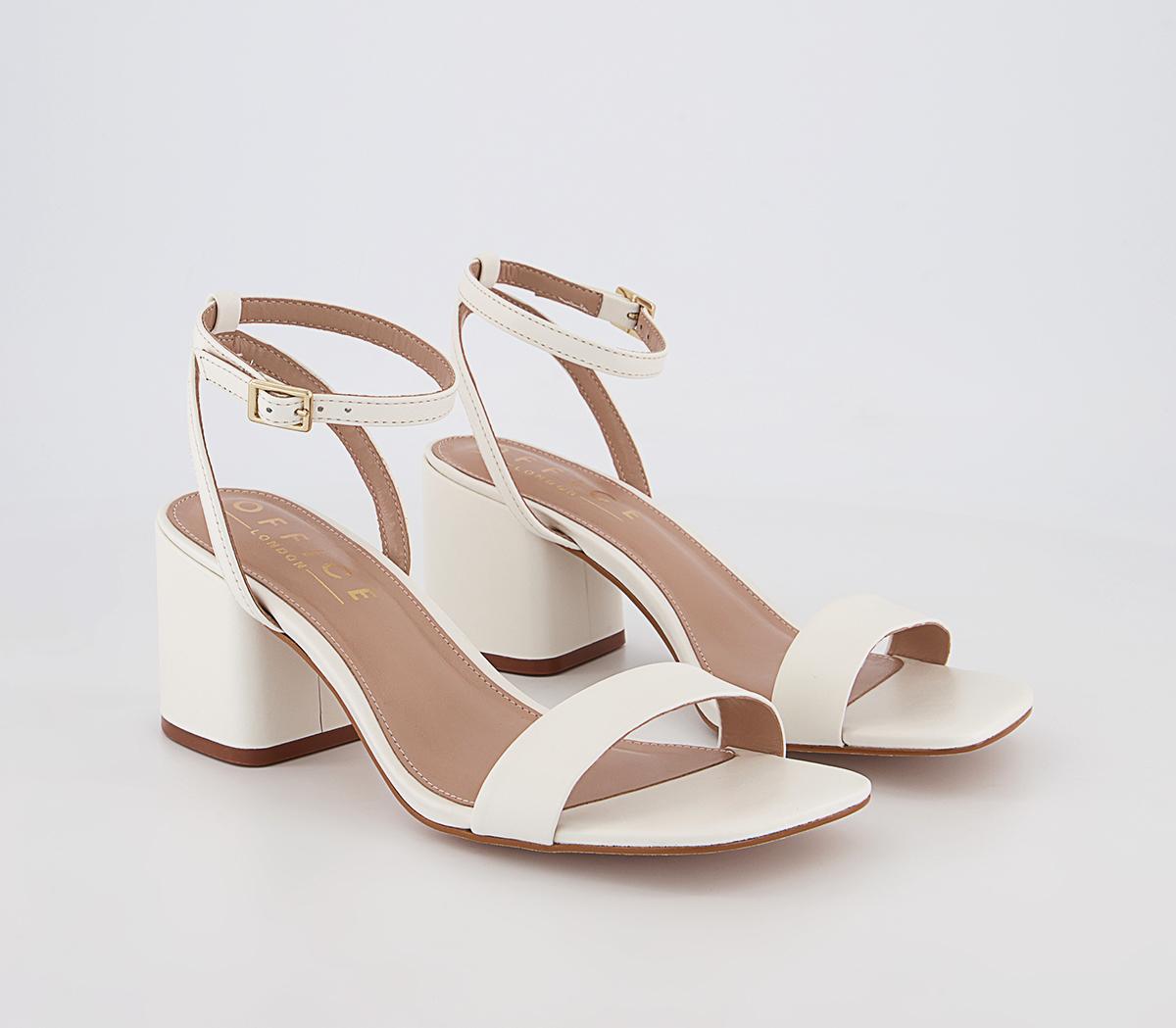 OFFICE Marina Ankle Strap Low Block Heels OFFICE Marina Ankle Strap Low Block Heels White Leather
