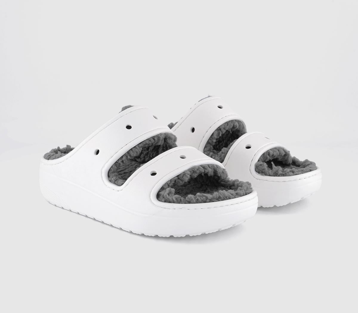 Crocs Classic Cozzzy Sandals White Grey, 5