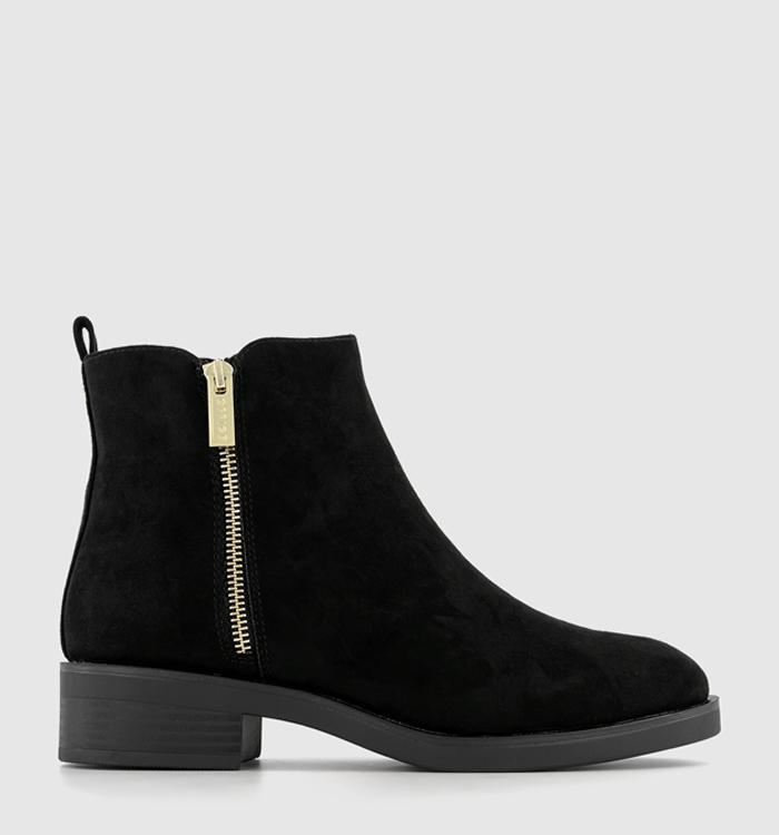 OFFICE Aila Zip Flat Ankle Boots Black
