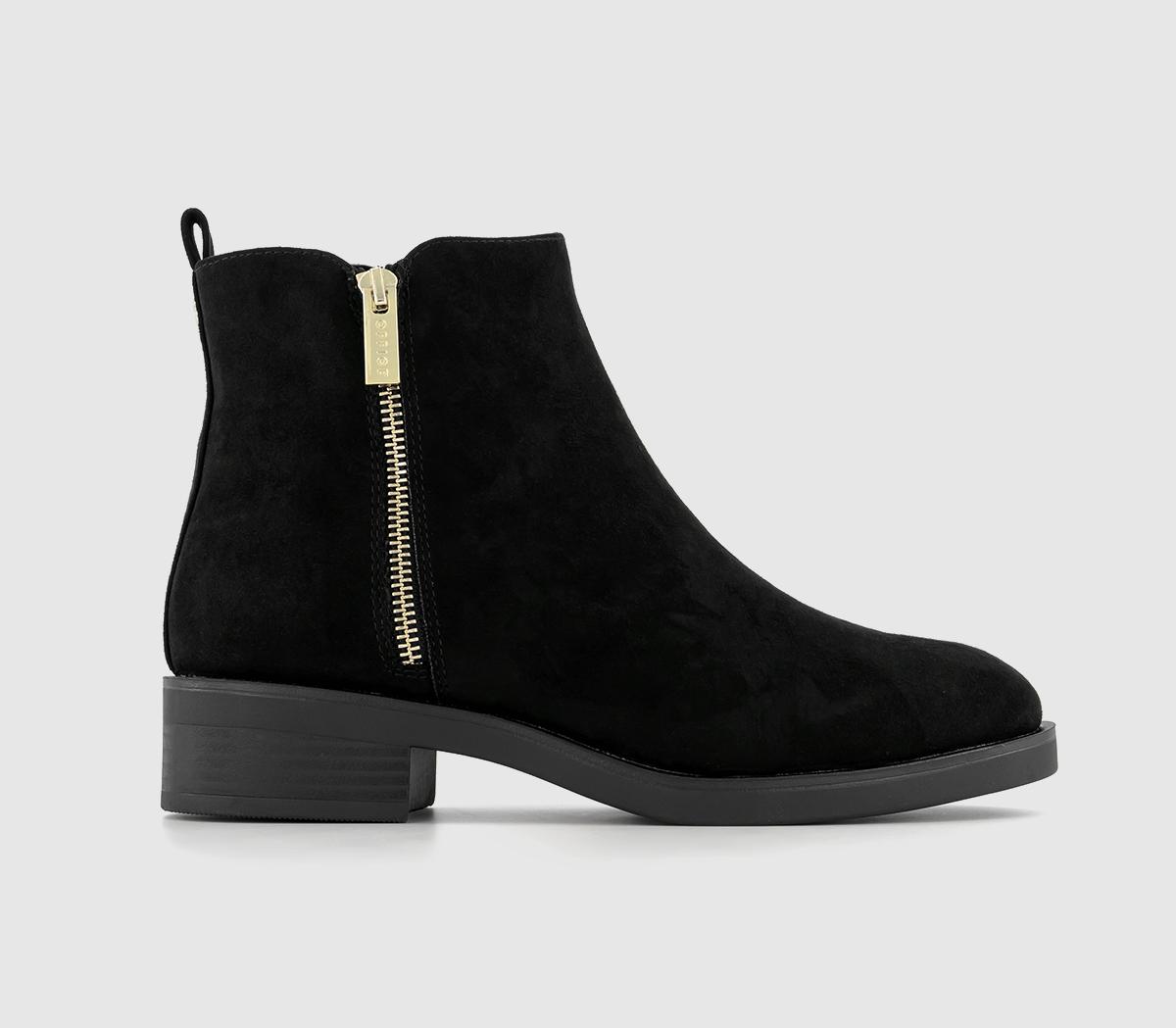 OFFICE Aila - Zip Flat Ankle Boots Black - Womens Boots