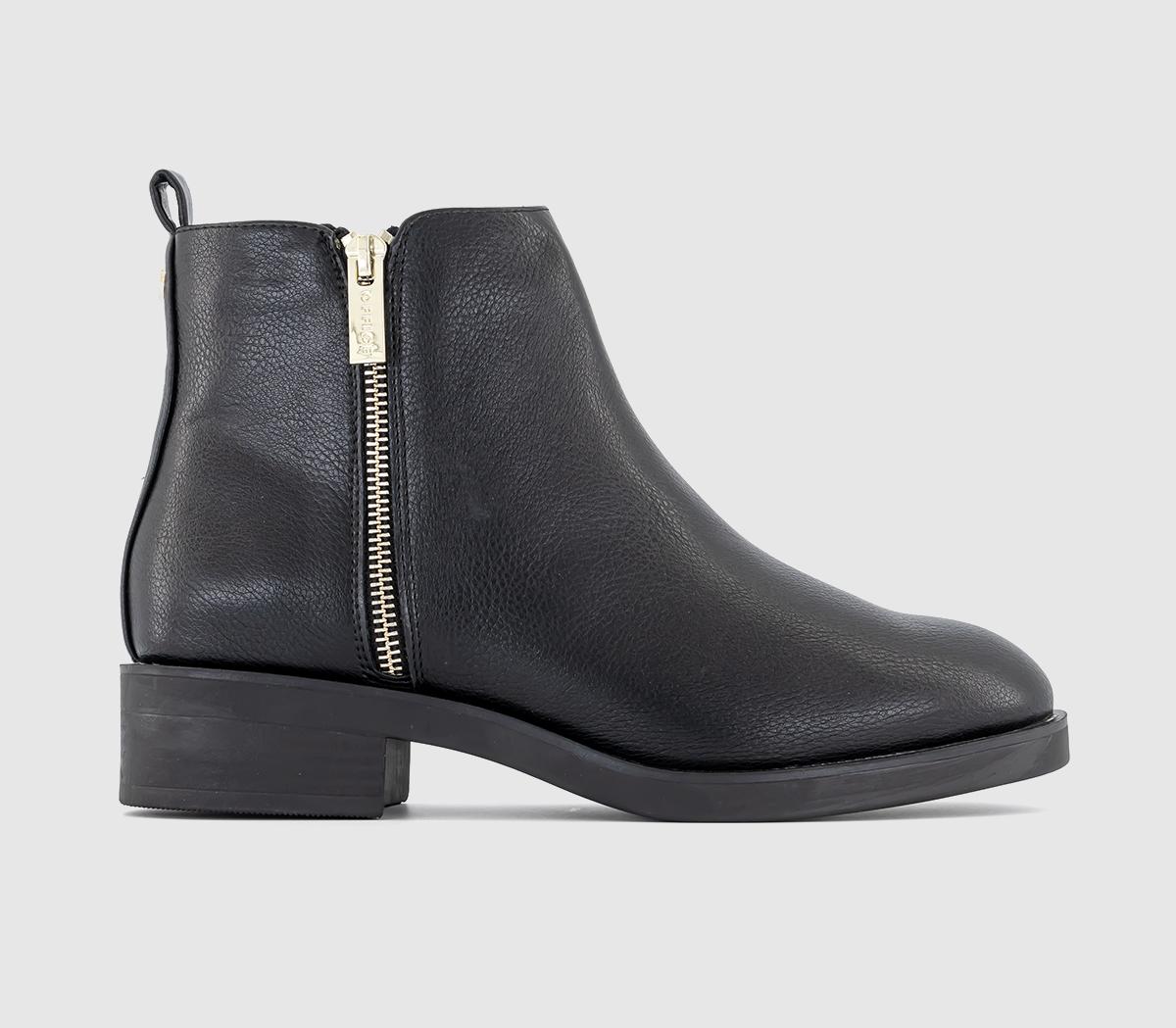 Flat black shop leather ankle boots