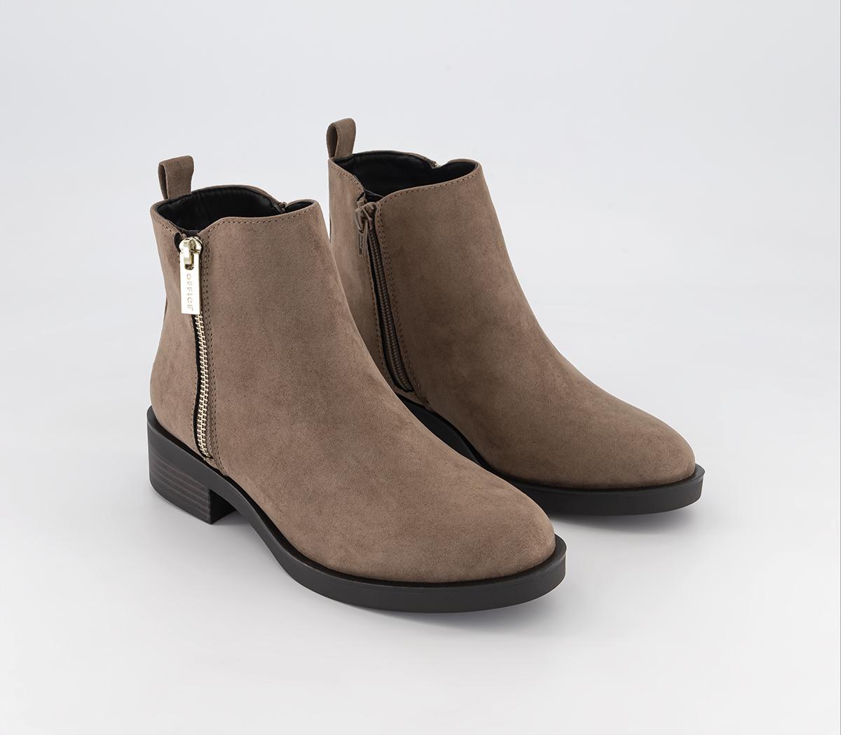 OFFICEAila - Zip Flat Ankle BootsTaupe
