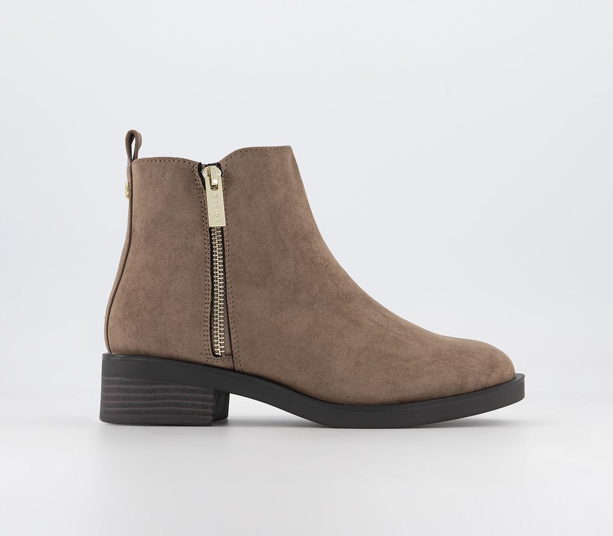 Aila - Zip Flat Ankle Boots Taupe