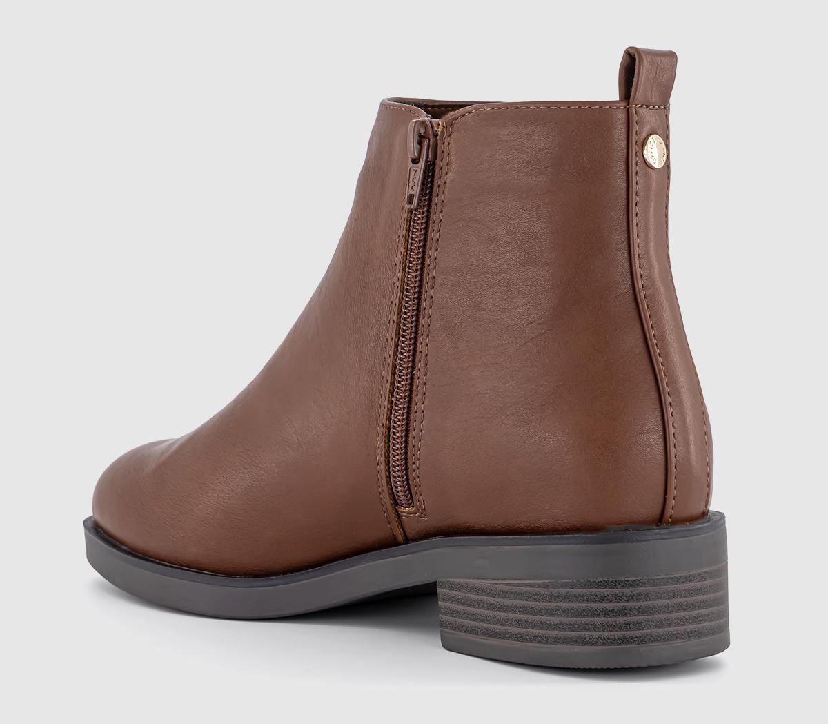 OFFICE Aila Zip Flat Ankle Boots OFFICE Aila Zip Flat Ankle Boots Tan