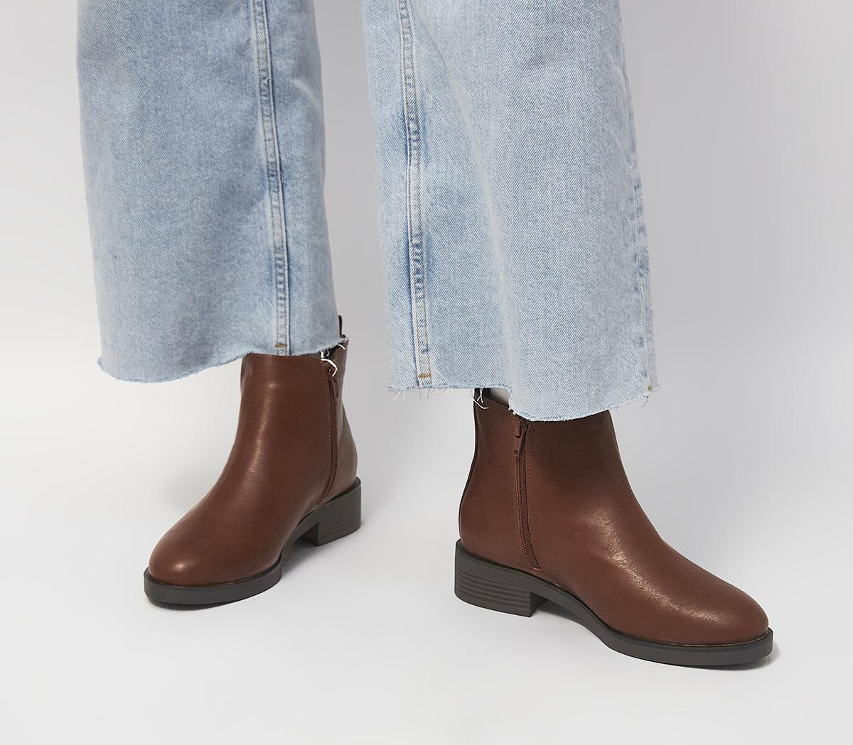OFFICEAila Zip Flat Ankle Boots OFFICEAila Zip Flat Ankle BootsTan