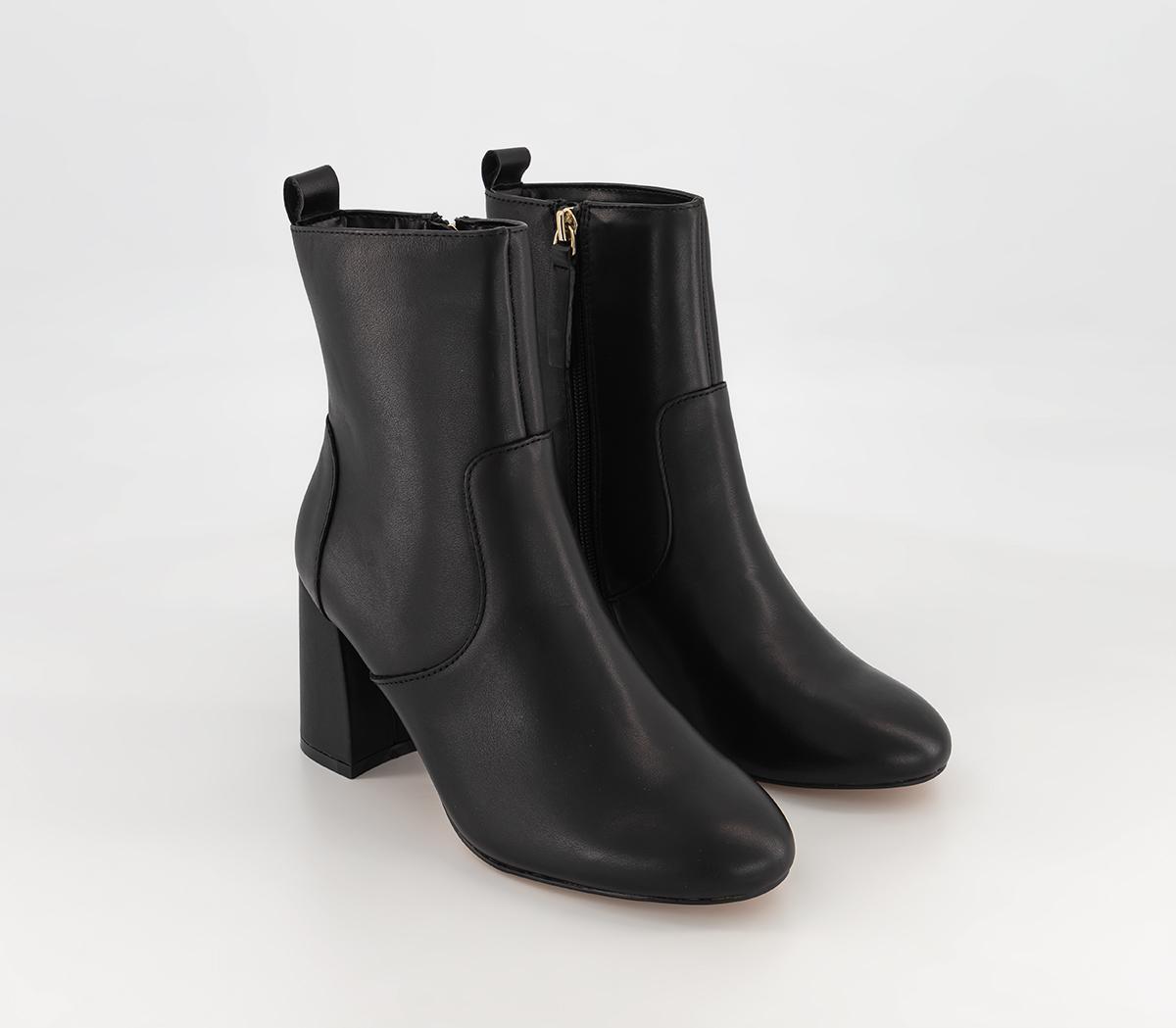 OFFICEAnushka Block Heel Ankle BootsBlack Leather