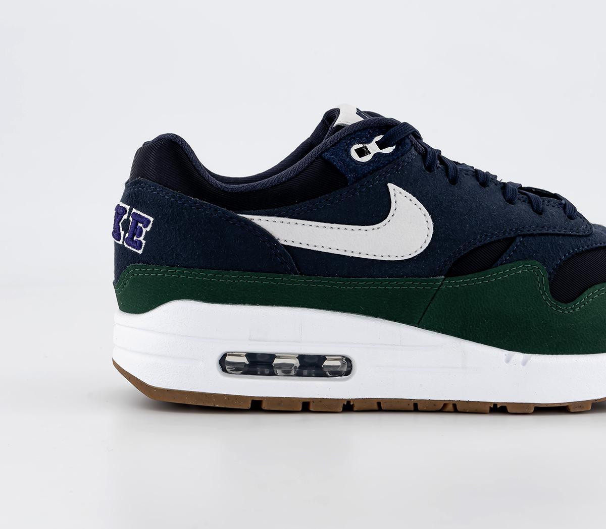 Nike Air Max 1 87 Trainers Obsidian White Midnight Navy Green Women's Trainers Nike Air Max 1 87 Trainers Obsidian White Midnight Navy Green Women's Trainers