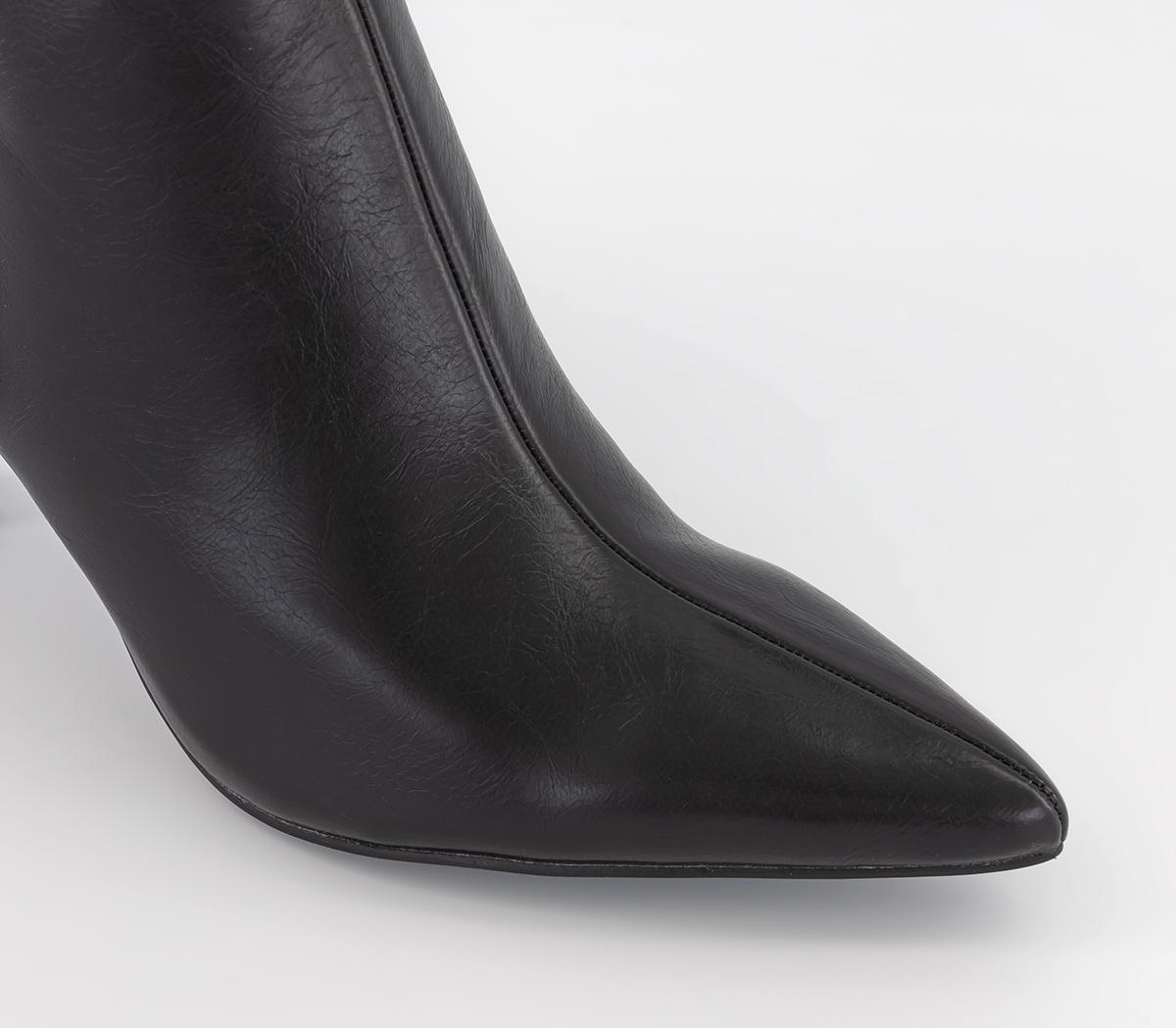 OFFICEAll Set Point Toe Ankle BootsBlack Leather