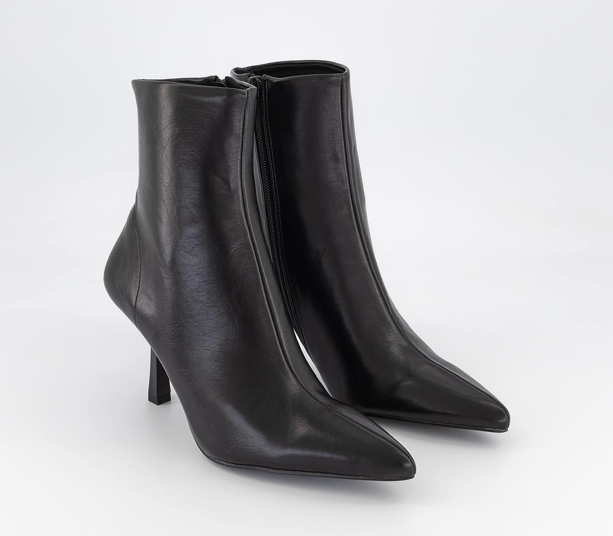 OFFICE All Set Point Toe Ankle Boots Black Leather - Women's Boots