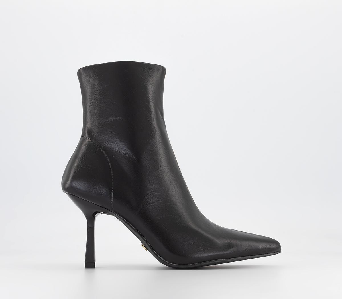 All Set Point Toe Ankle Boots Black Leather