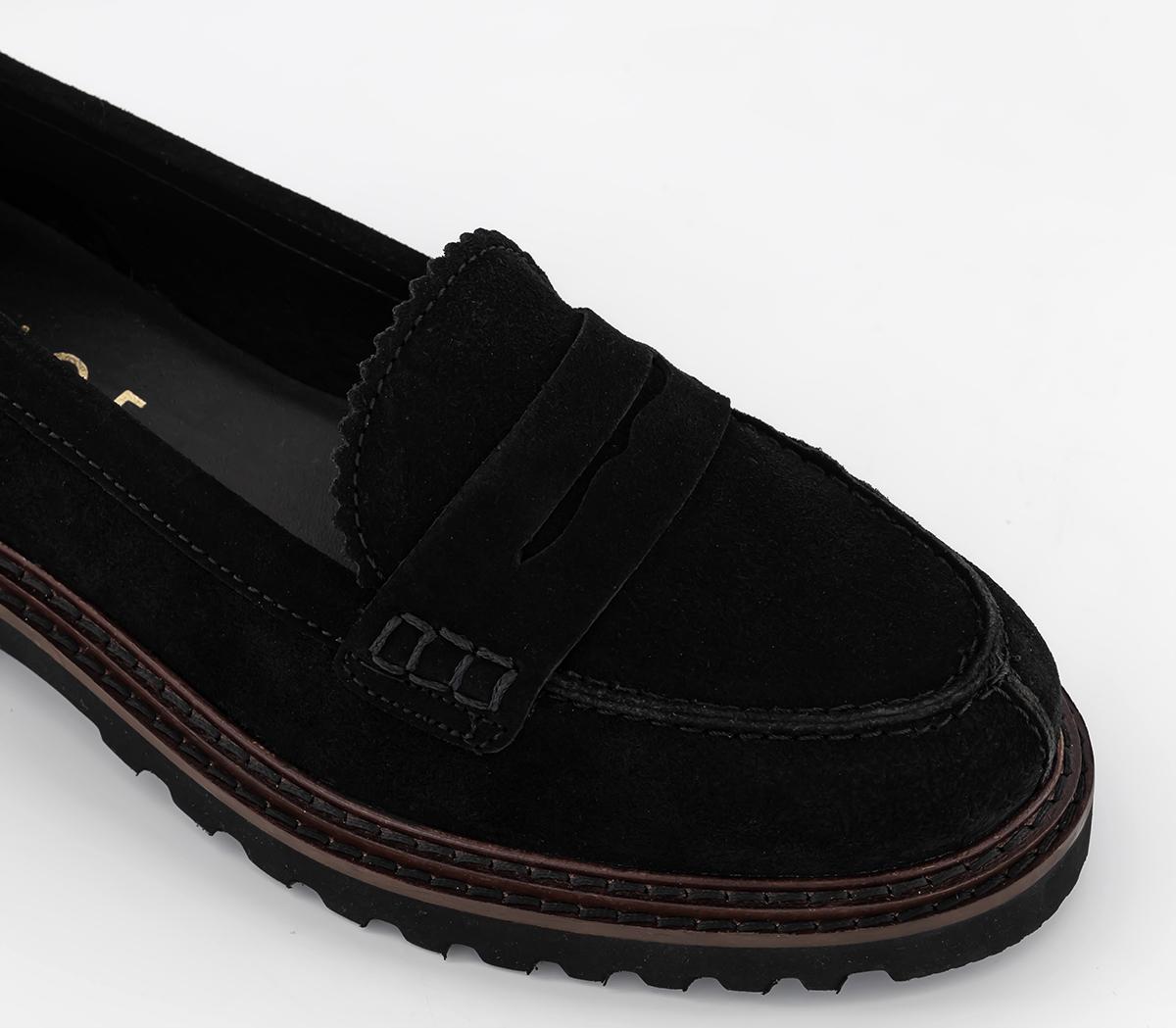 OFFICEFair Enough Chunky Sole Penny LoafersBlack Suede