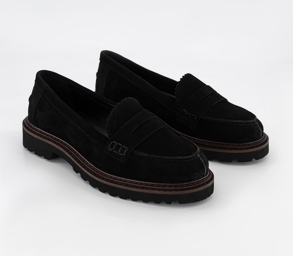 OFFICEFair Enough Chunky Sole Penny LoafersBlack Suede