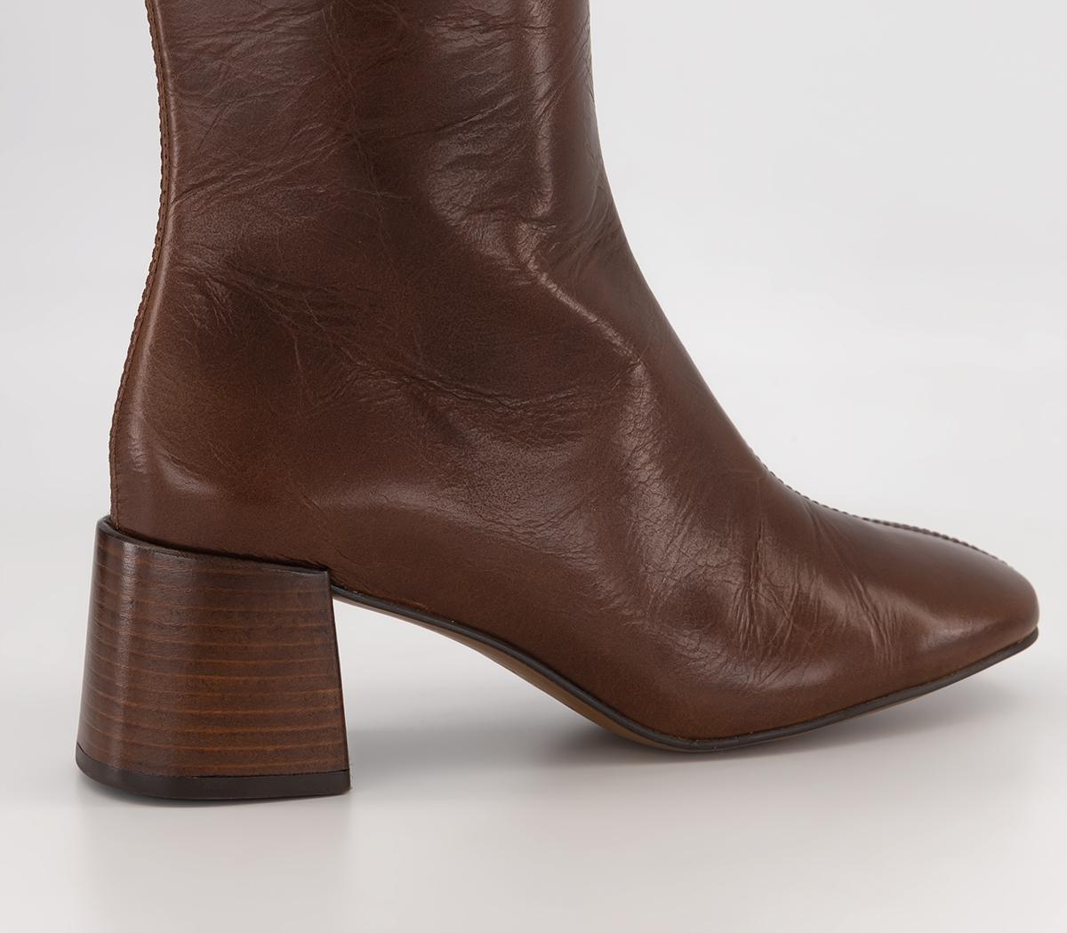OFFICE Kaya Block Heel Knee Boots Chocolate Brown Knee High Boots