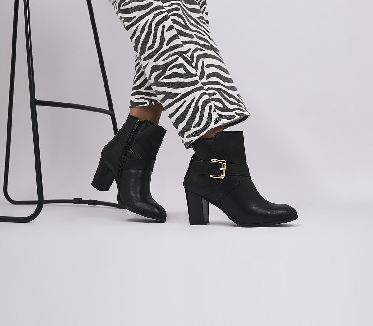 OFFICEAlma Buckle Strap Ankle BootsBlack Leather