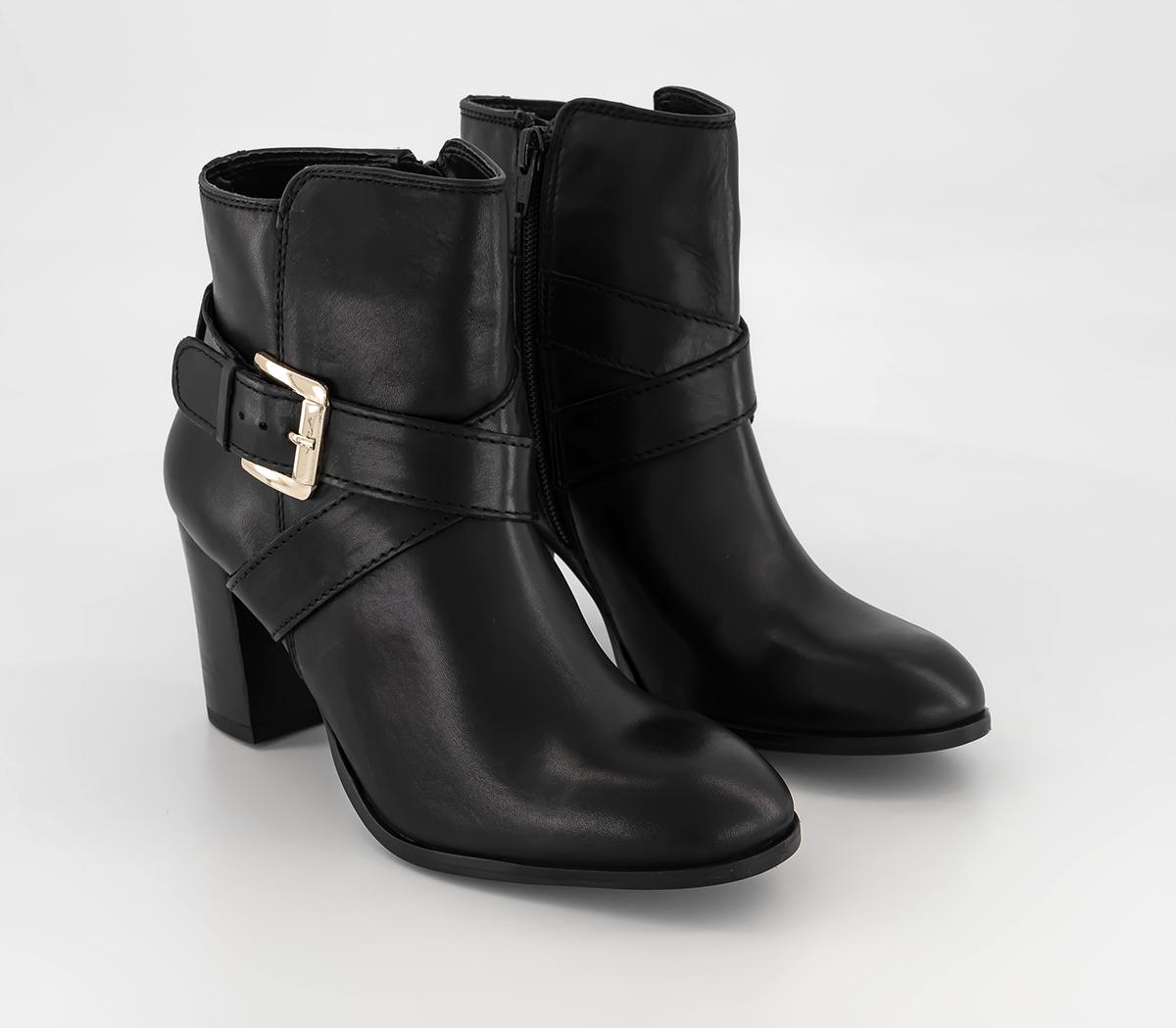 OFFICEAlma Buckle Strap Ankle BootsBlack Leather