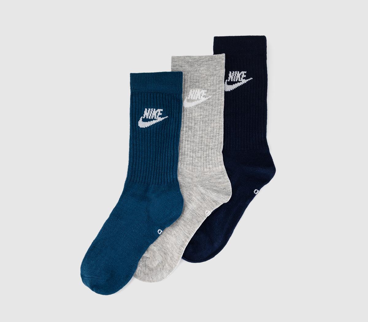 NikeSports Everyday Essential High 3 PairsGrey Blue Force Navy