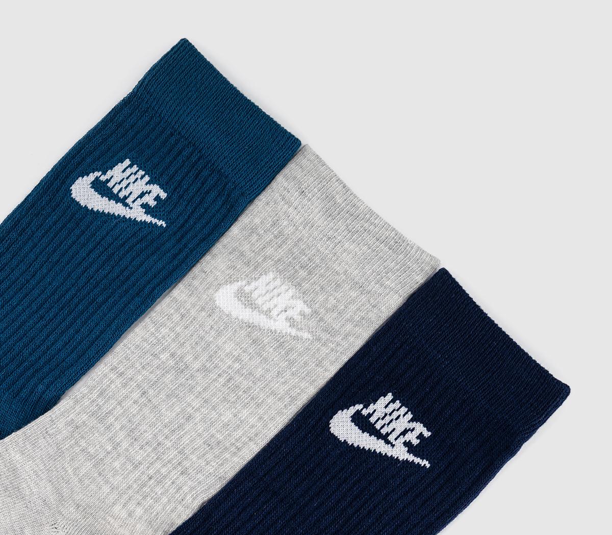 NikeSports Everyday Essential High 3 PairsGrey Blue Force Navy