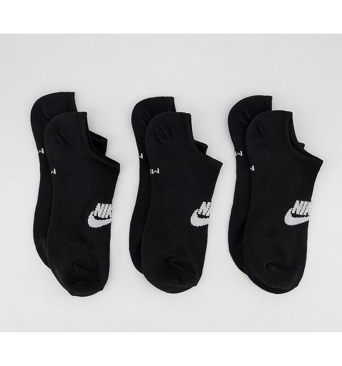Nike Nike Sportswear Everyday Essential Ankle Socks 3 Pack Black White ...
