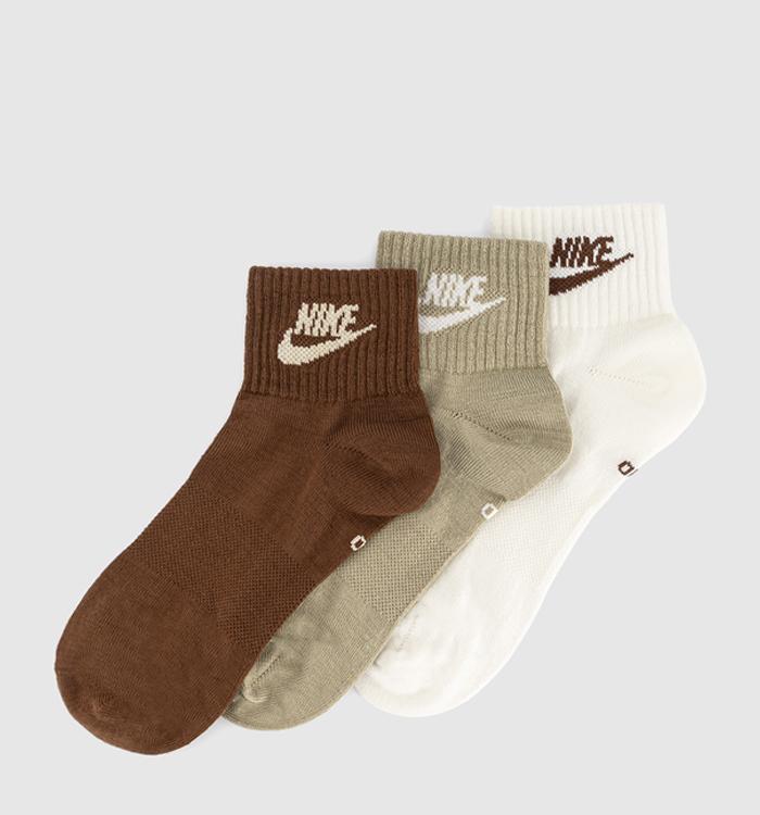 Nike Nike Sportswear Everyday Essential Ankle Socks 3 Pack Brown Neutral