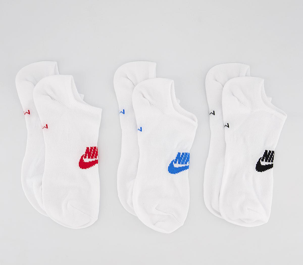 Nike Sportswear Everyday Essential Ankle Socks 3 Pack Multicolour White/Blue/Black, L
