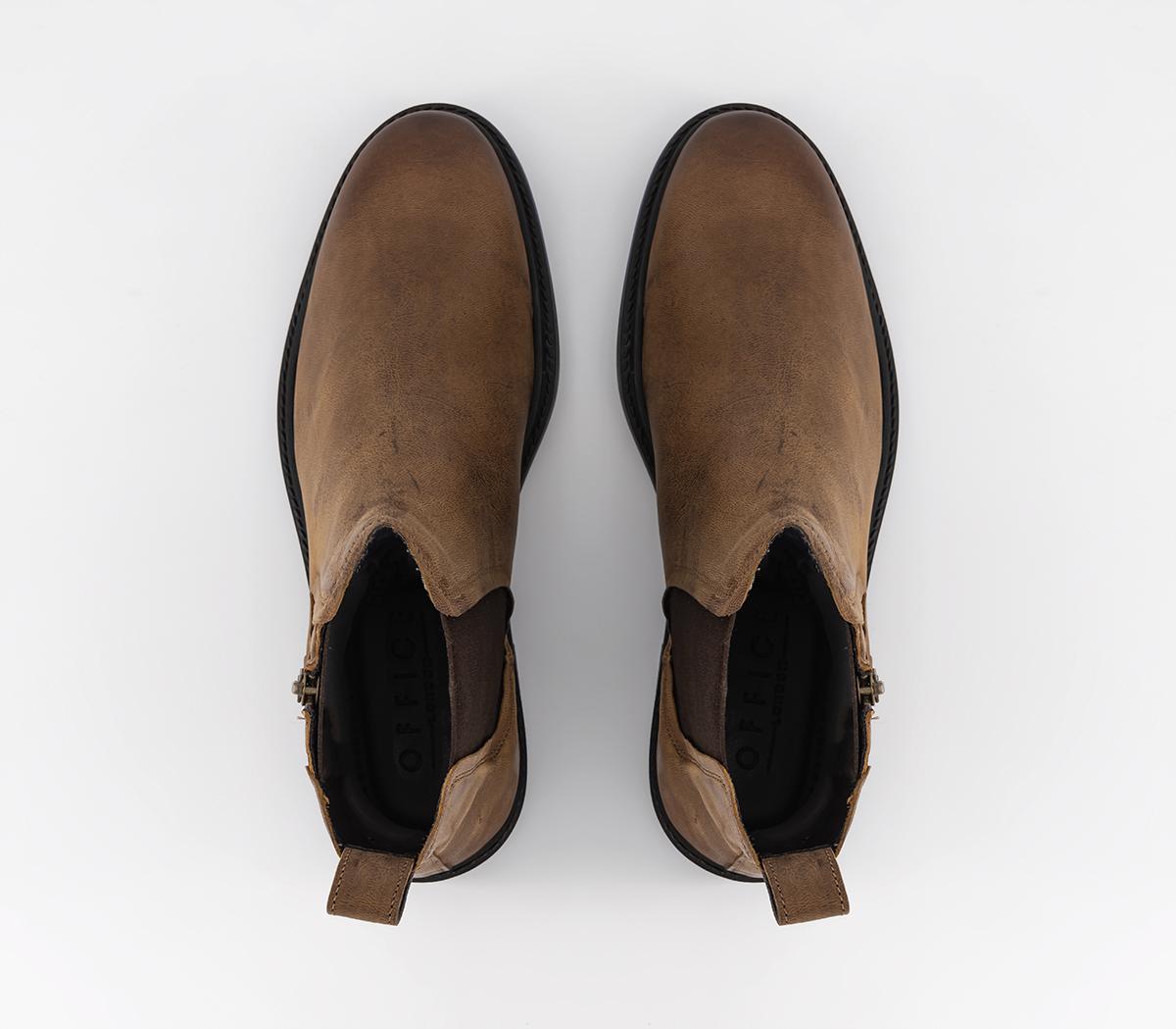 OFFICE Barrington Zip Chelsea Boots Tan Leather Men’s Boots