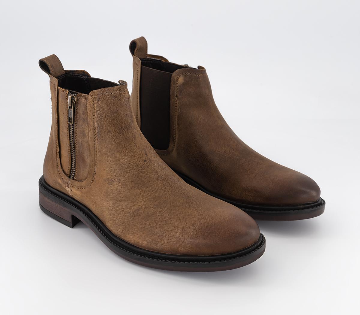 OFFICE Barrington Zip Chelsea Boots Tan Leather Men’s Boots