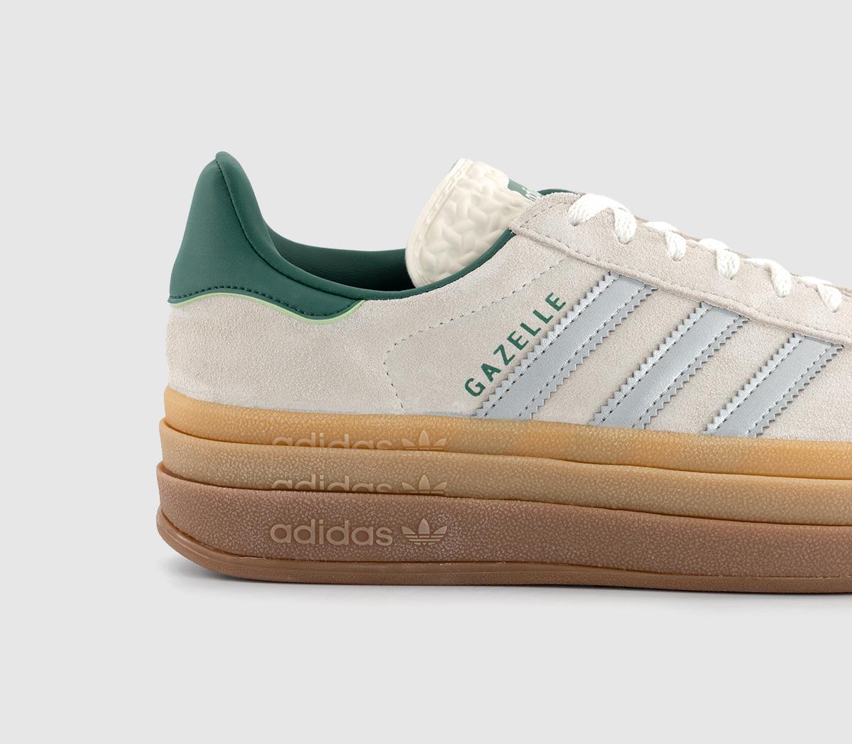 Adidas Gazelle Bold W Trainers Offwhite Silver Metalic Collegiate Green ...