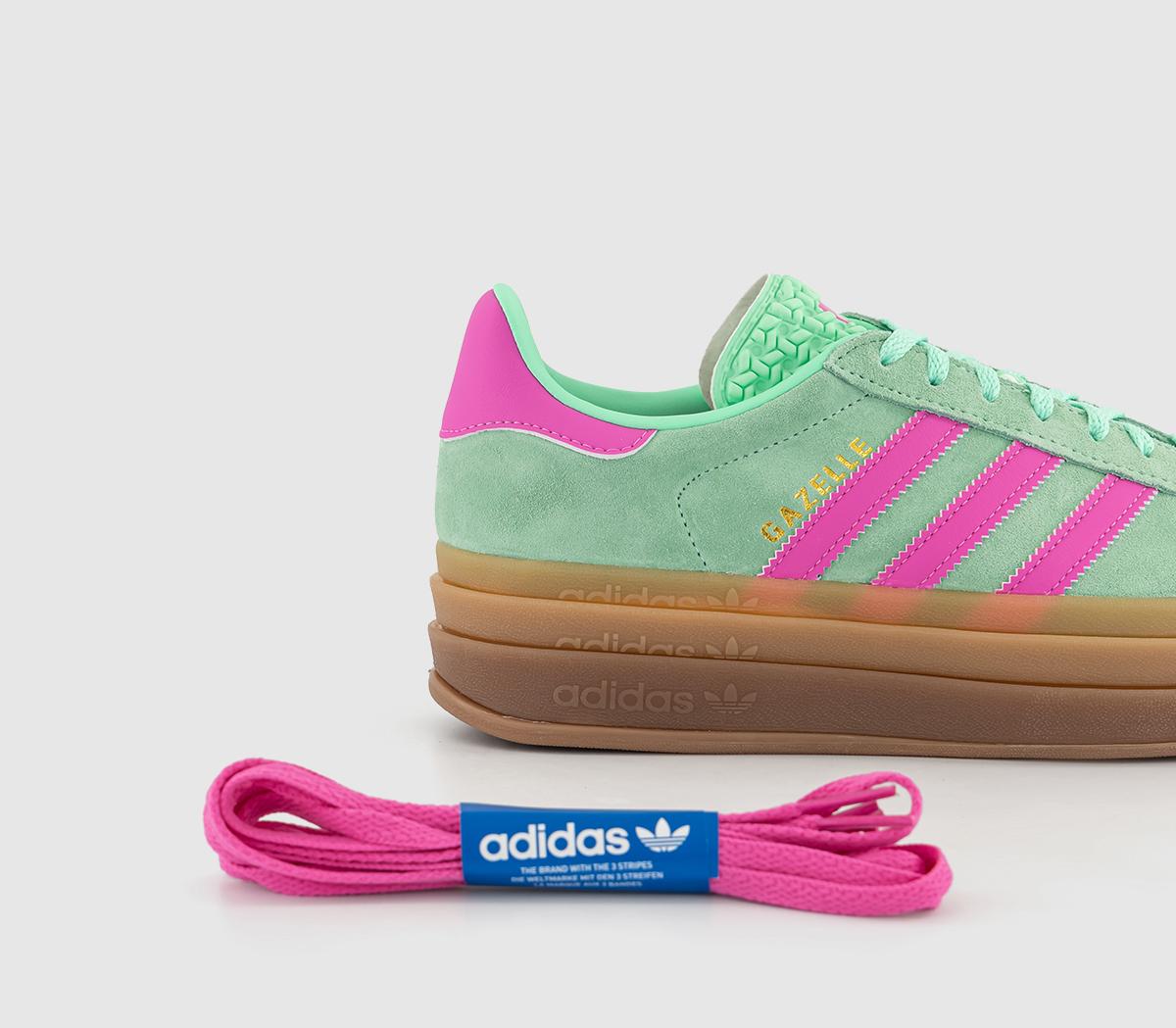 Adidas Gazelle Bold W Trainers Pulse Mint Screaming Pink Gum M2 Womens Trainers 7835