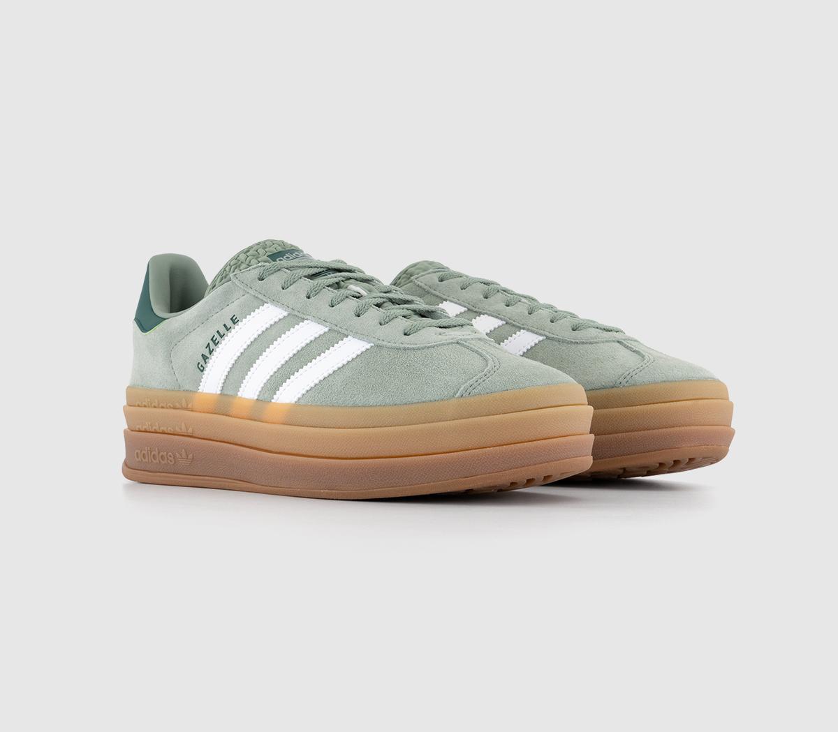 adidasGazelle Bold W Trainers Silver Green White Collegiate Green