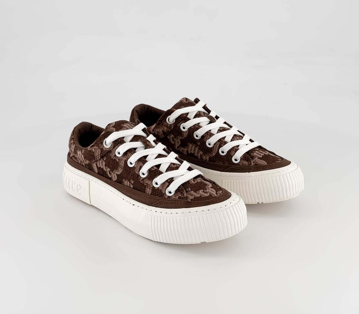 Juicy Couture Verity Monogram Sneakers Arched Mono Brown Flat Shoes for Women