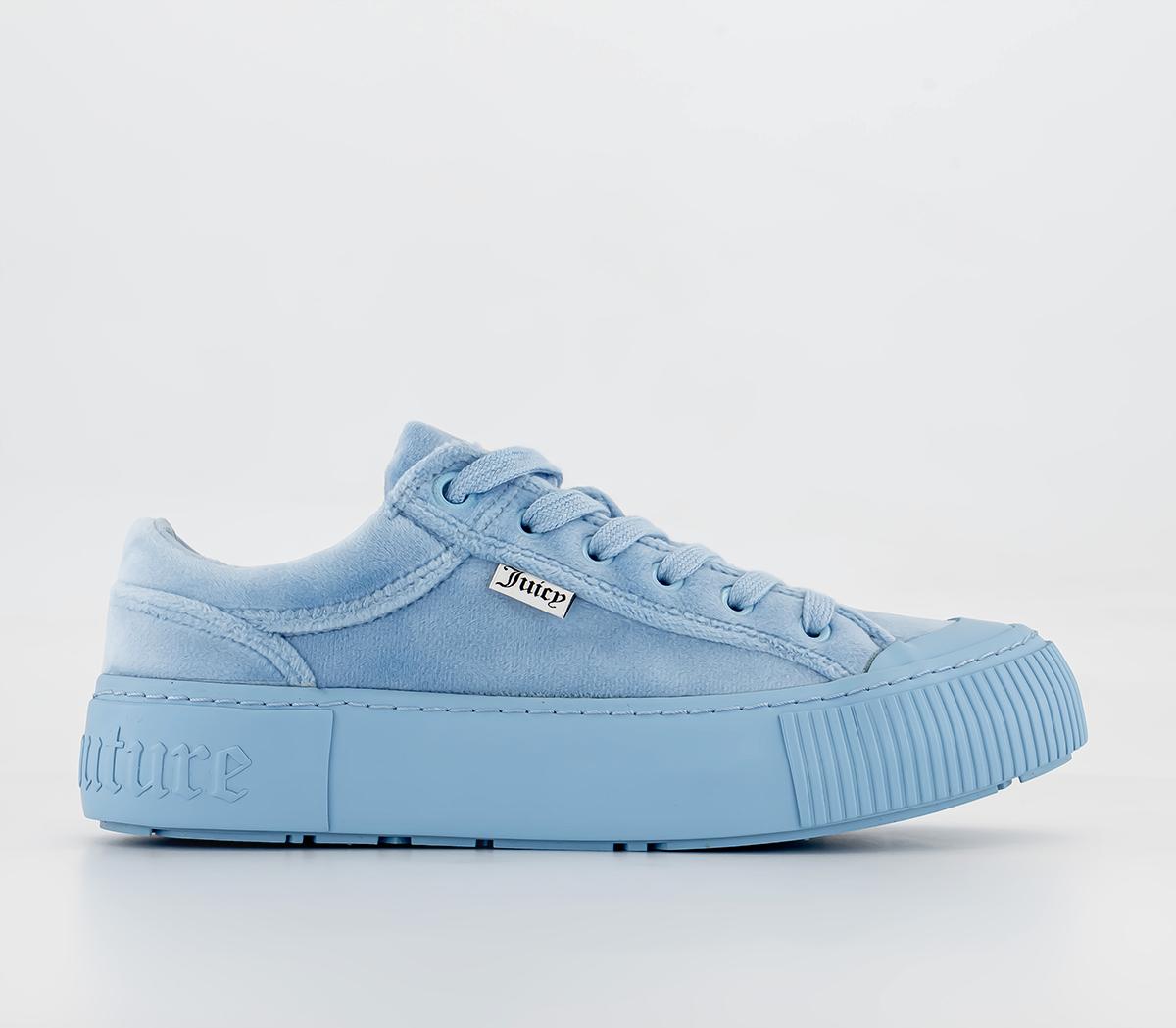 Juicy Couture Verity Velour Sneakers Powder Blue - Women's Trainers