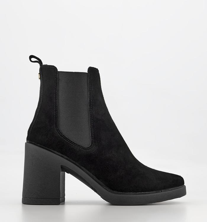 OFFICE Absolutely Heeled Unit Chelsea Boots Black Suede