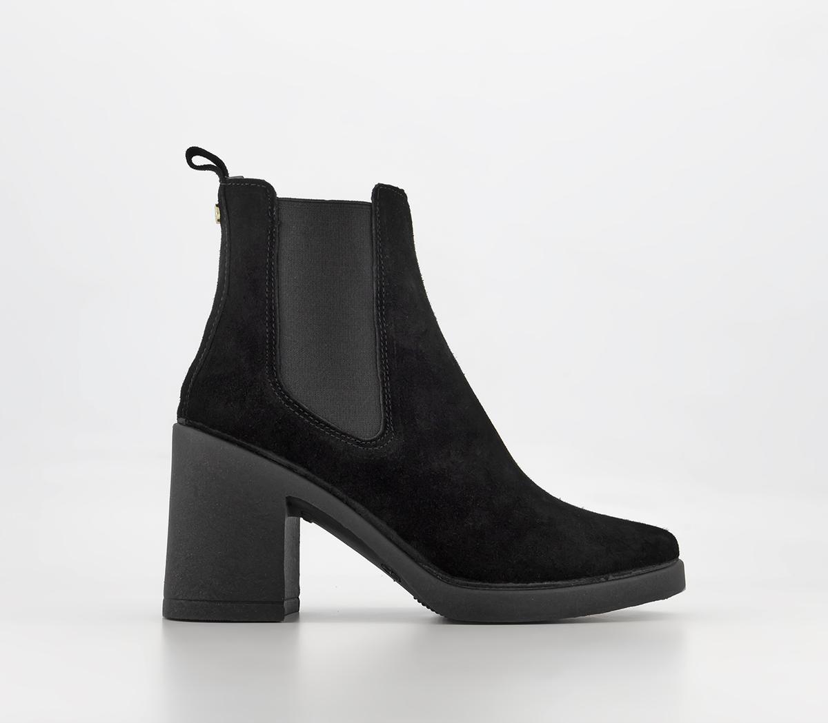 OFFICEAbsolutely Heeled Unit Chelsea Boots OFFICEAbsolutely Heeled Unit Chelsea BootsBlack Suede