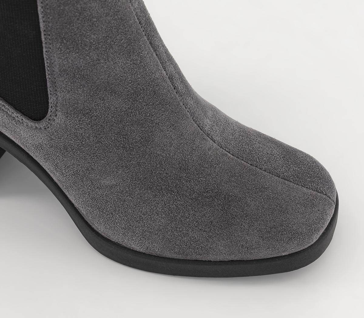 Office Absolutely Heeled Unit Chelsea Boots Grey Suede Women's Ankle Boots