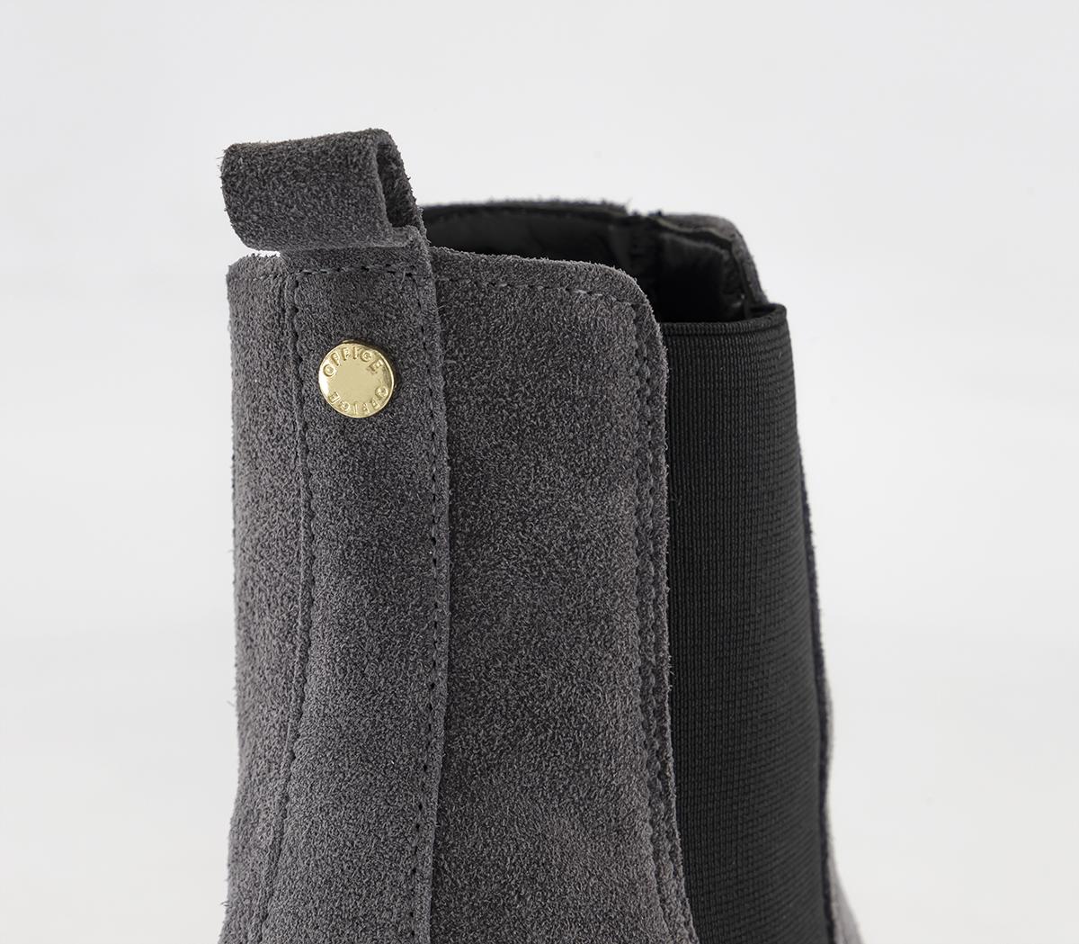 OFFICE Absolutely Heeled Unit Chelsea Boots Grey Suede Women's Ankle Boots