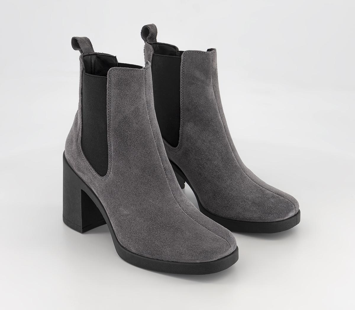 OFFICE Absolutely Heeled Unit Chelsea Boots Grey Suede Women's Ankle Boots