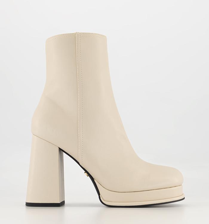 OFFICE After Party Platform Ankle Boots White