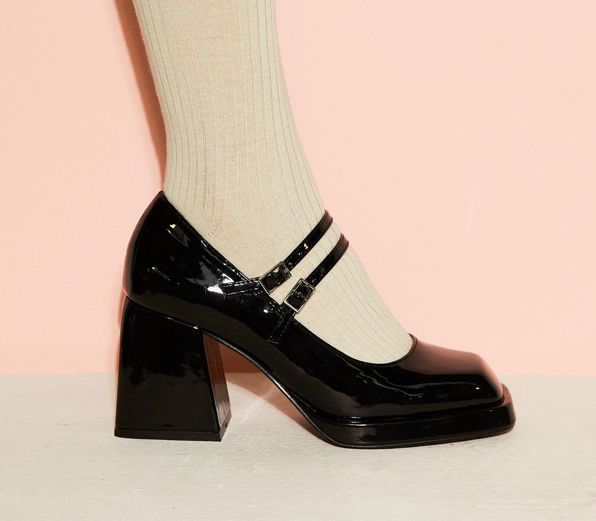 Black mary jane pumps chunky heel best sale