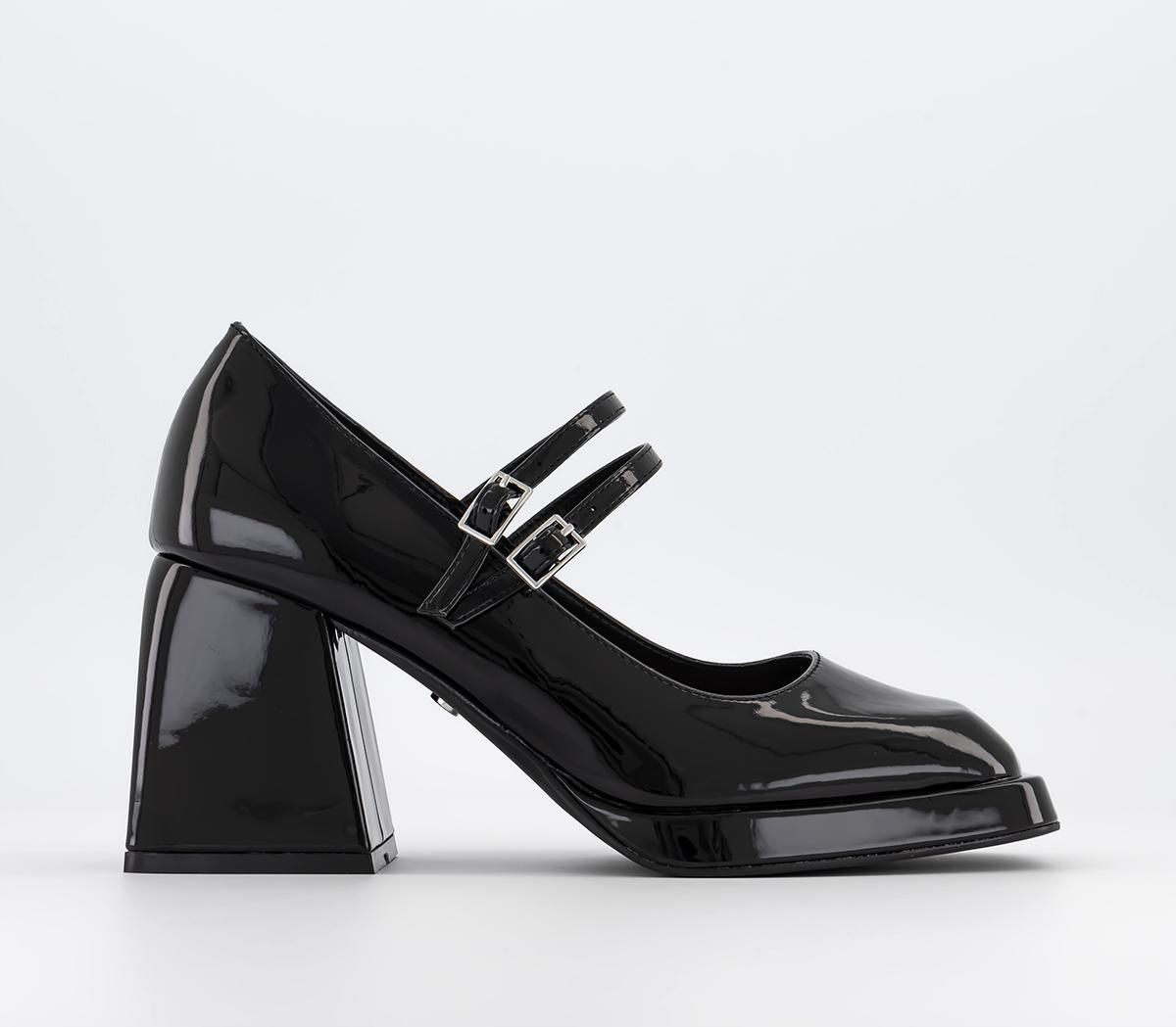 OFFICE Max Out Mary Jane Platform Courts Black Patent - Mid Heels
