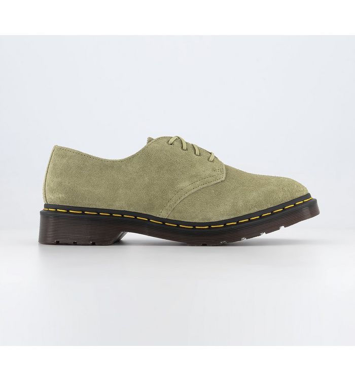 Dr. Martens Smiths 4 Eye Shoes Pale Olive Desert Oasis Suede In Green