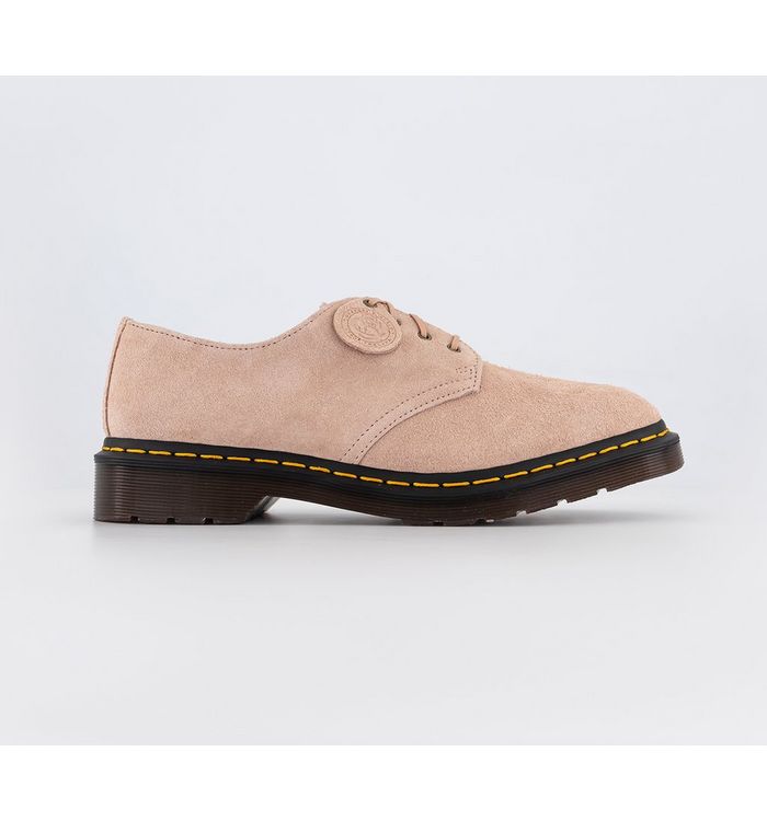 Dr. Martens Smiths 4 Eye Shoes Peach Beige Desert Oasis Suede In Natural