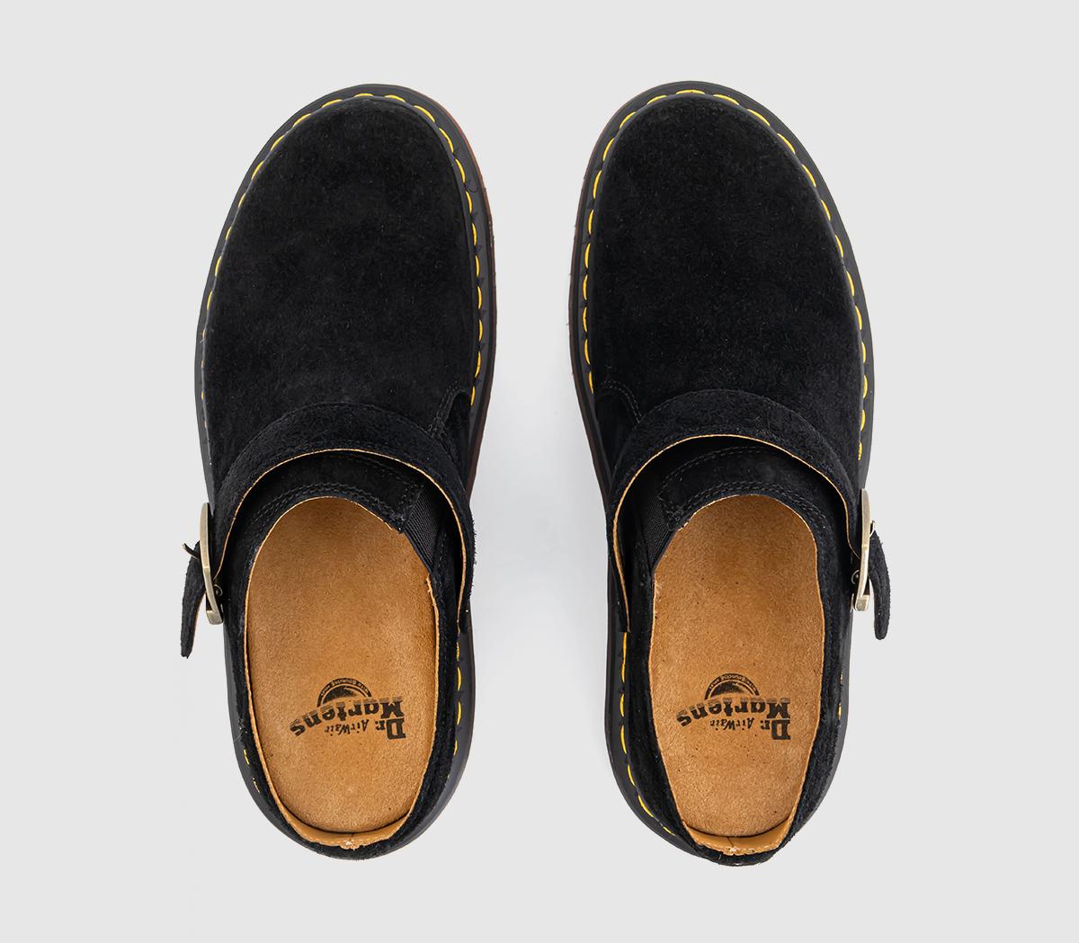 Dr. Martens Isham Buckle Mules Black Desert Oasis Suede - Dr