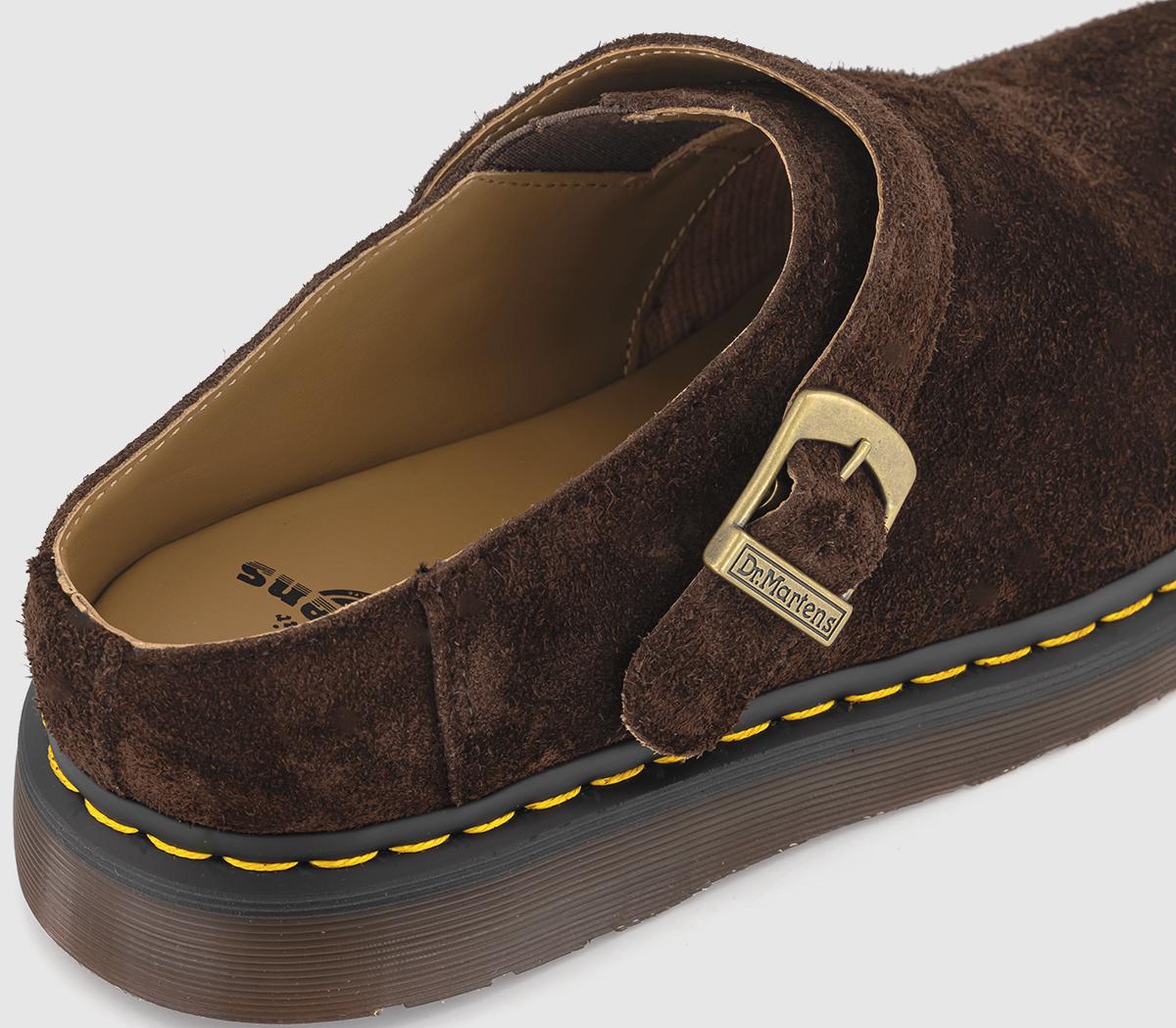 Dr. Martens Isham Buckle Mules Dark Brown Desert Oasis Suede