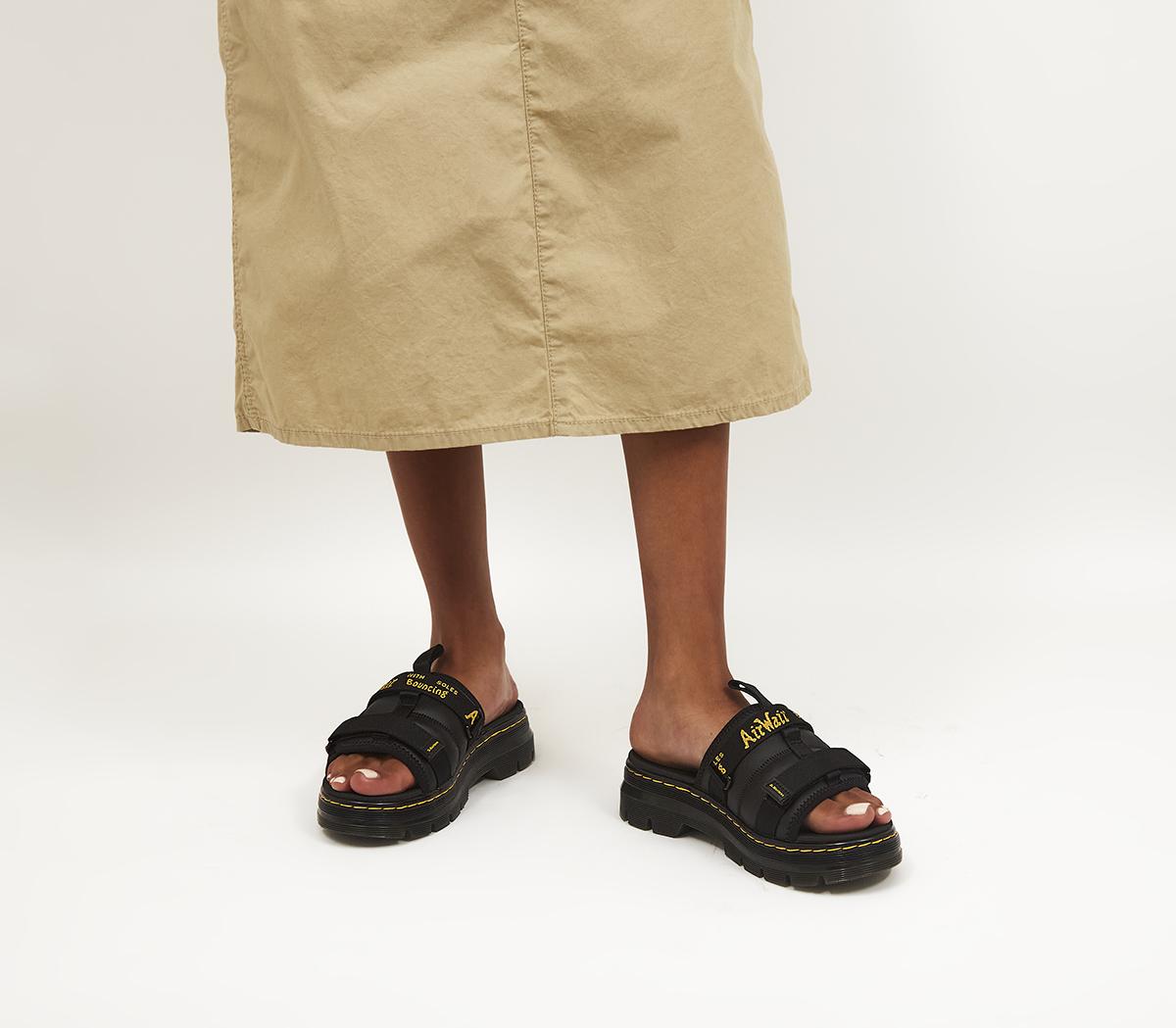 Dr. MartensAyce Slide SandalsBlack Milled Coated Leather