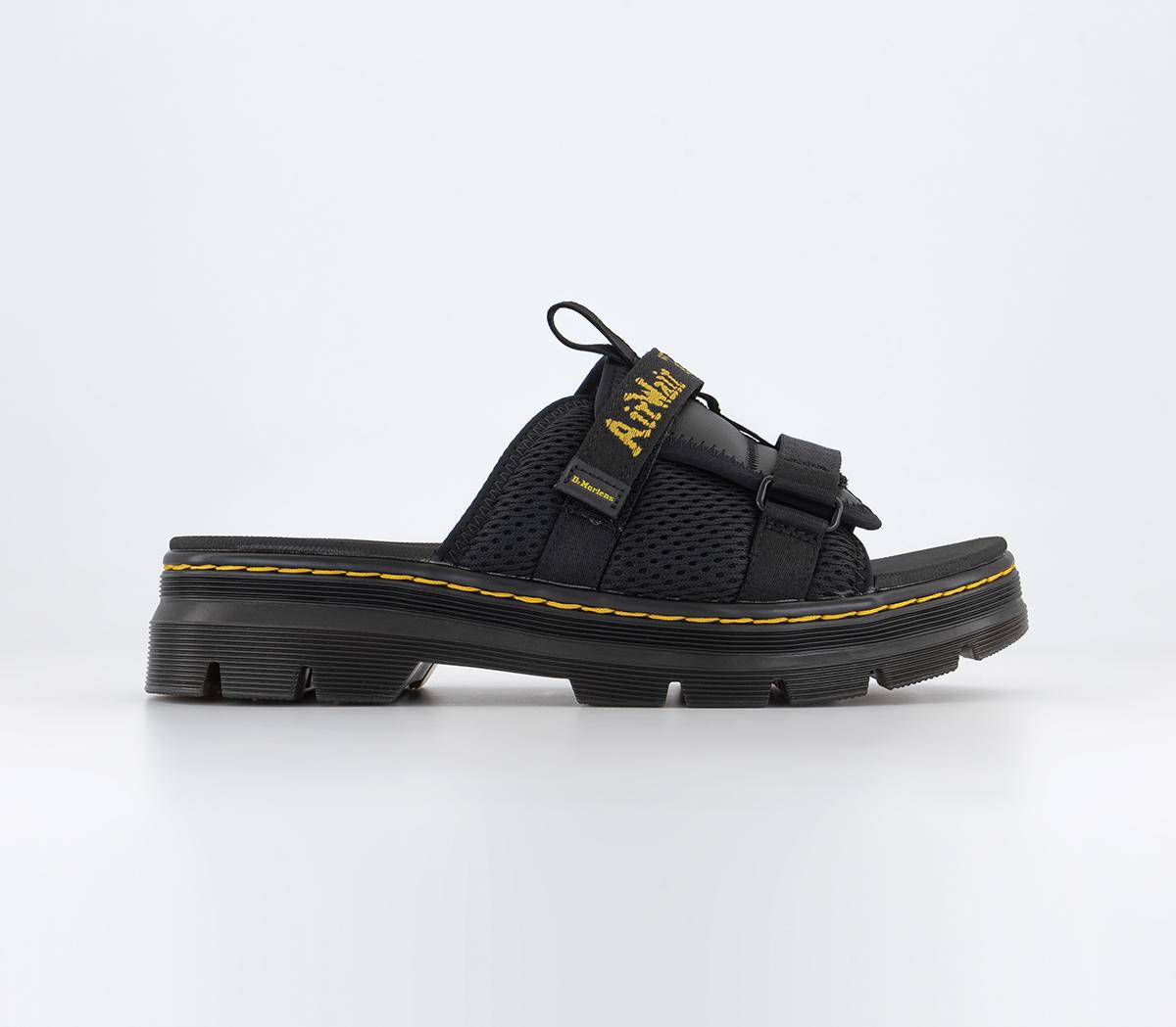 Dr. Martens Ayce Slide Sandals Black Milled Coated Leather