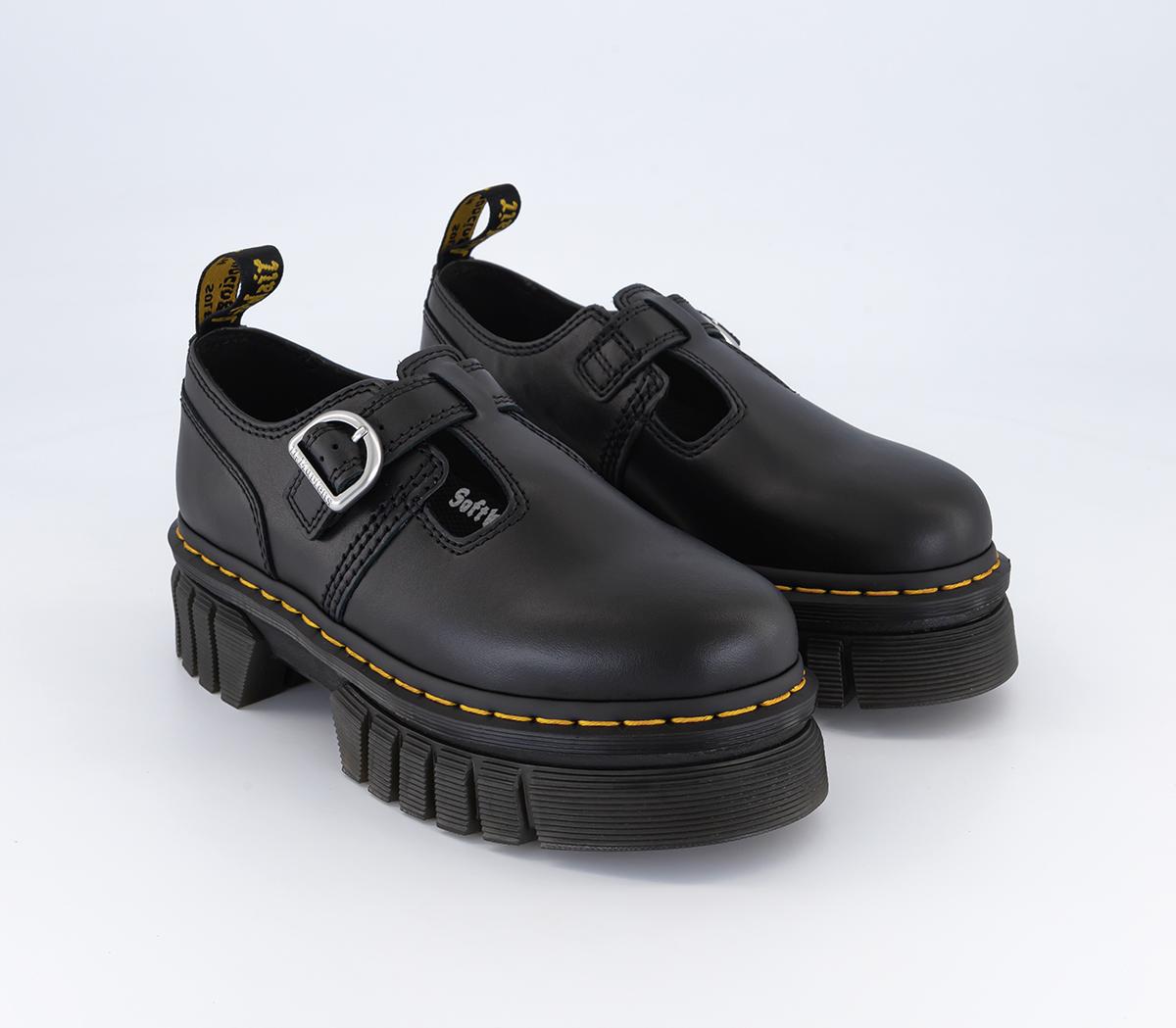 Dr. Martens Audrick T Bar Shoes Black Nappa Lux - Flat Shoes for Women