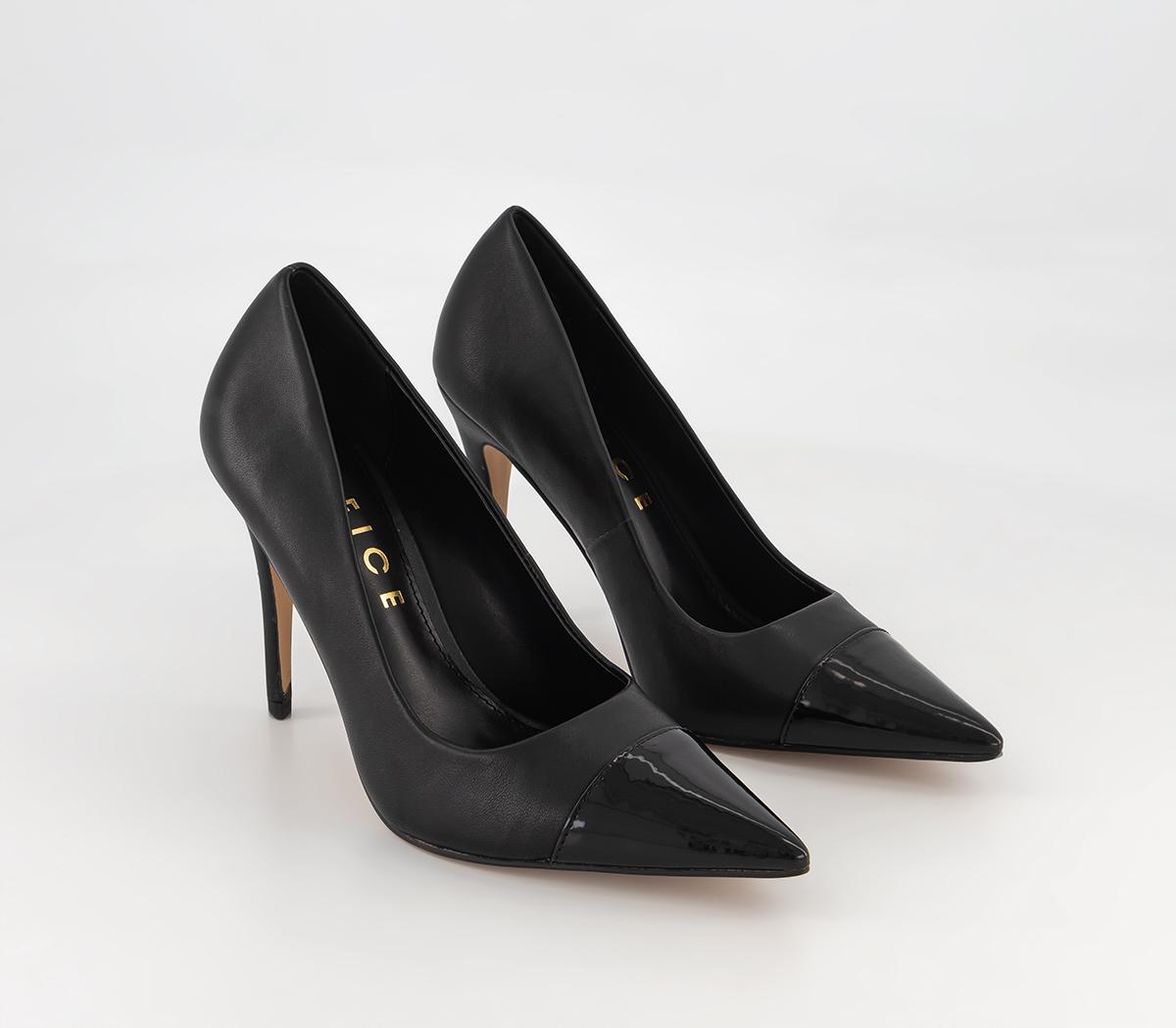 OFFICE Harmony Toe Cap Courts Black Leather - High Heels