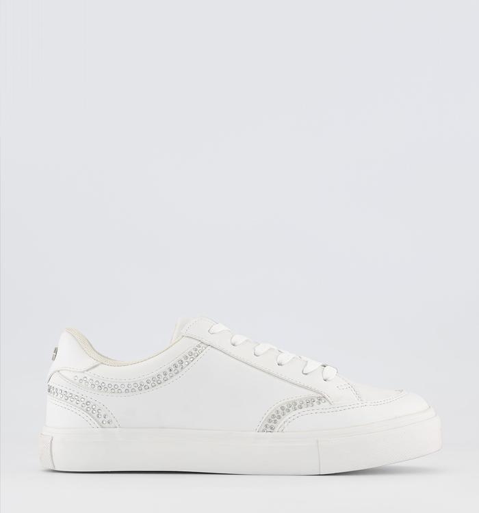 OFFICE Far Out Diamante Silm Sole Trainers White