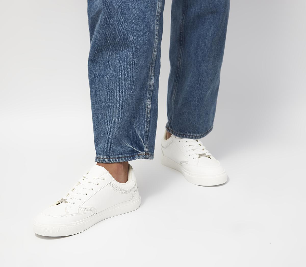 OFFICE Far Out Diamante Silm Sole Trainers OFFICE Far Out Diamante Silm Sole Trainers White