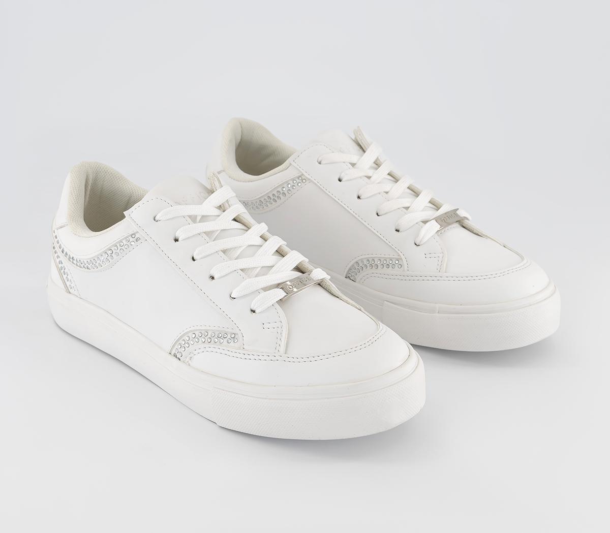 OFFICE Far Out Diamante Silm Sole Trainers OFFICE Far Out Diamante Silm Sole Trainers White